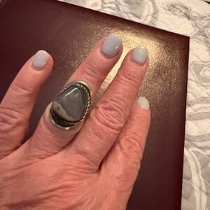 Silver and Gray Stone Ring